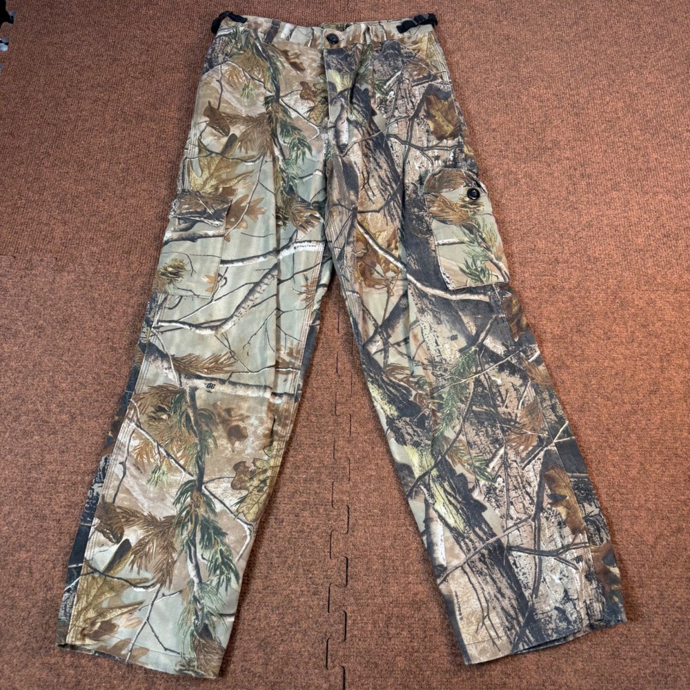 Realtree AP Camo Cargo Pants Boys Large 12/14 Hunting Outdoor Adjustable Waist